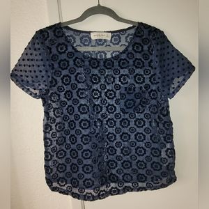 Abercrombie & Fitch Navy blue See-Through top Size M